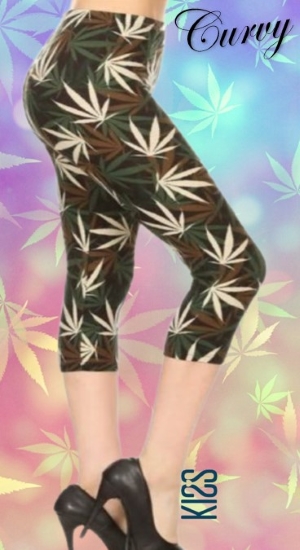 Cannabis-Beige Leggings, KISS My Legs