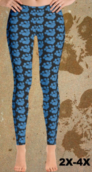 Sketchy Blue Paw Leggings, KISS My Legs