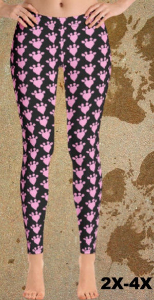 Pink Heart Paws Leggings, KISS My Legs