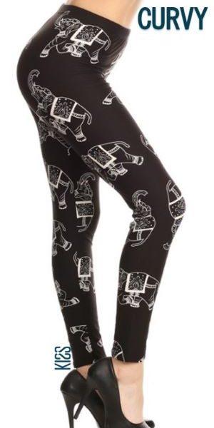 Lady wearing Circus Elephant Leggings, from KISS My Legs in Edmonton, Alberta