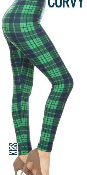 Winter Plaid Curvy Leggings, KISS My Legs