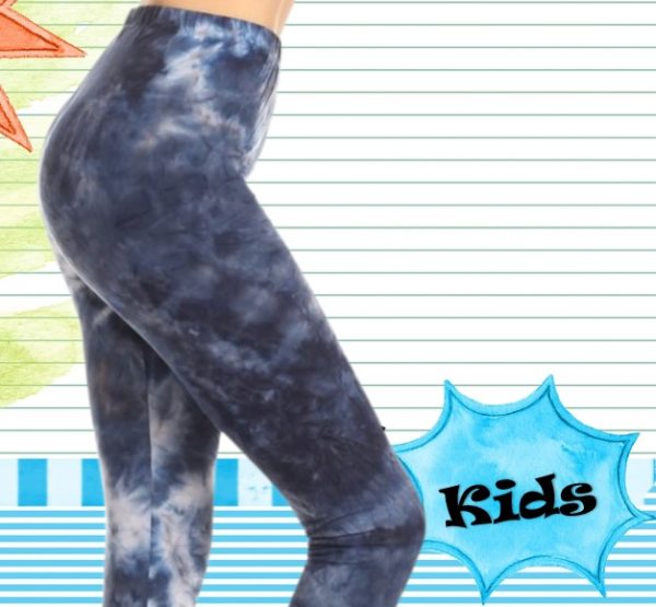 Sweet Blue Tye Dye Kids Leggings, KISS My Legs