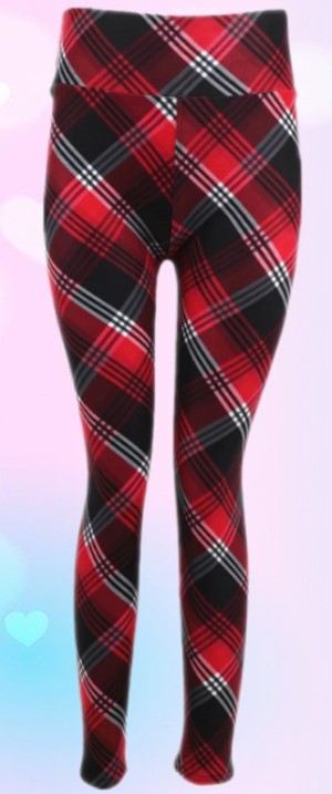 Engaging Red Plaid Leggings, KISS My Legs