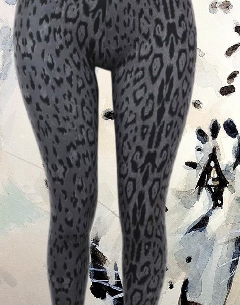 Grey Leopard Leggings, KISS My Legs