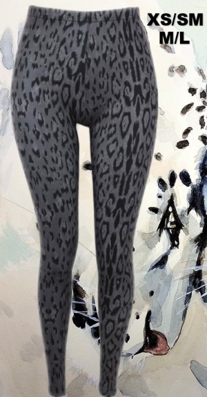 Grey Leopard Leggings, KISS My Legs