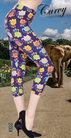 Baby Elephants Curvy Capri Leggings, KISS My Legs