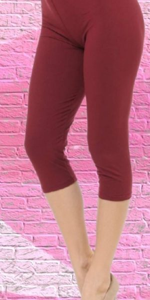 Burgundy Regular Capri Leggings, KISS My Legs