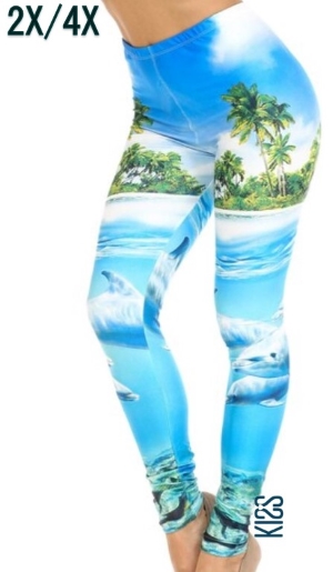 Dolphin Paradise Digital Leggings, KISS My Legs