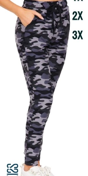 Army Grey Camo Jogger 1X-3X, KISS My Legs