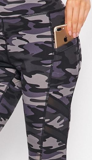 Army Grey Camo Athletic w/Pockets Mesh Side Stripes – S/M – KISS My Legs –  Retail and Wholesale Leggings