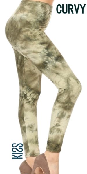 Olive Tye Dye Curvy Leggings, KISS My Legs