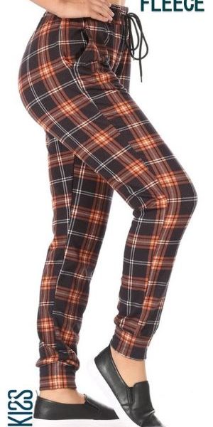 Rustic Plaid Fleece Jogger, KISS My Legs