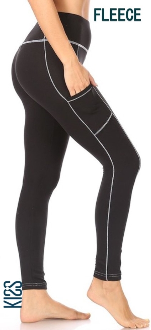 Athletic Fleece Lined with Side Pockets – Black – KISS My Legs