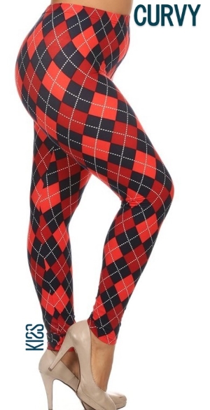 Diamond Plaid Curvy Leggings, KISS My Legs