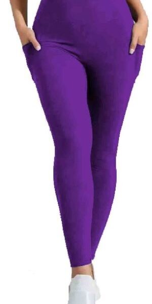 Adult wearing our Purple Leggings