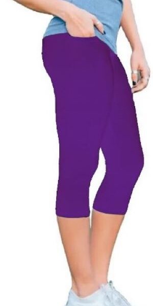 Adult wearing our Purple Capri Leggings