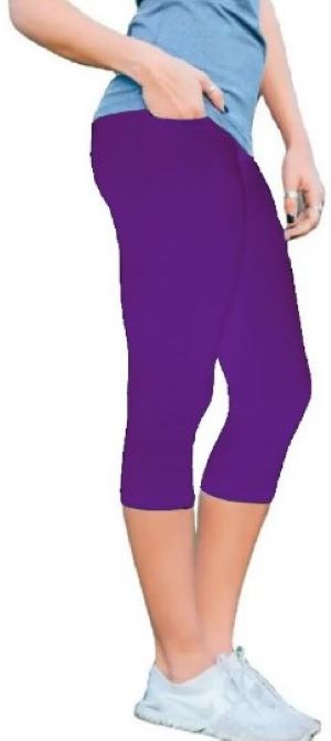 Adult wearing our Purple Capri Leggings