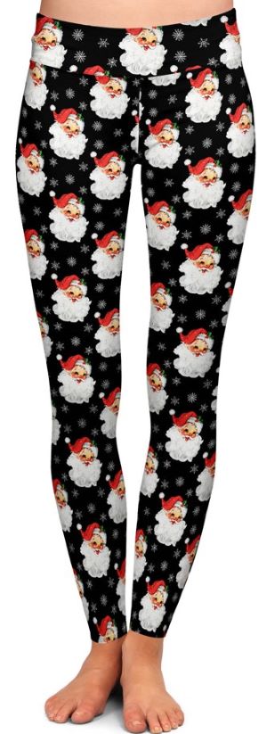 Adult wearing our Smiling Santa Leggings