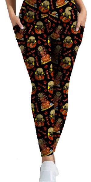 Adult wearing our TRICK-R-TREAT Leggings with Pockets