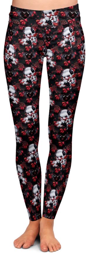 Adult wearing our Devilish Cutie Yoga Leggings