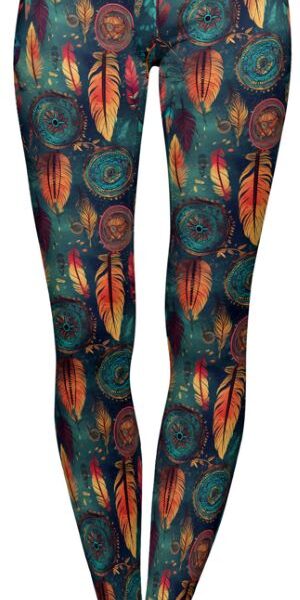 Adult wearing our Dreamy Feathers Leggings