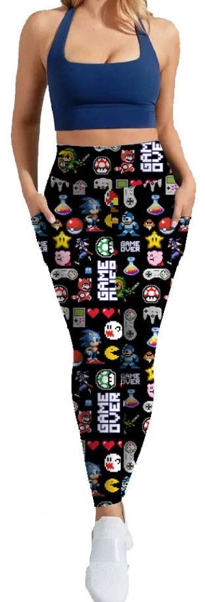 Adult wearing our Character GAMER345 leggings