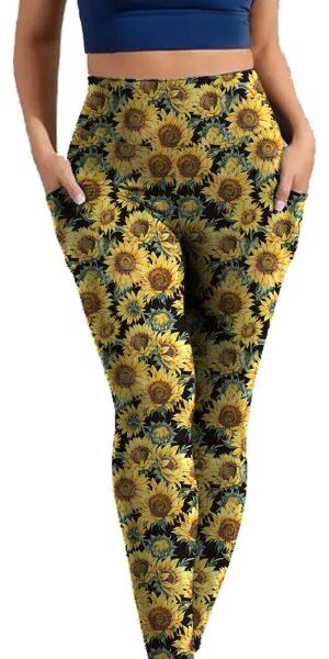 Adult wearing our Sunflower Radiance leggings