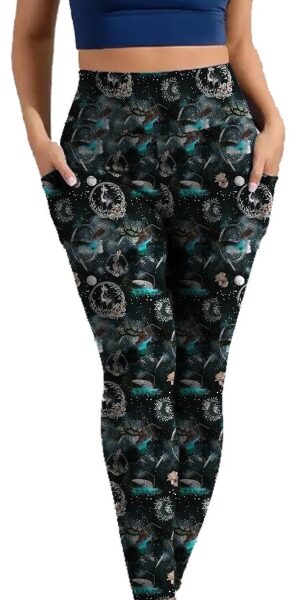 Adult wearing our Mystical Wildlife Leggings with Pockets