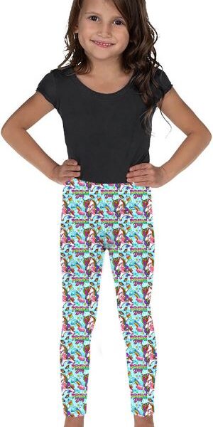 A youth wearing our Rainucorn Leggings