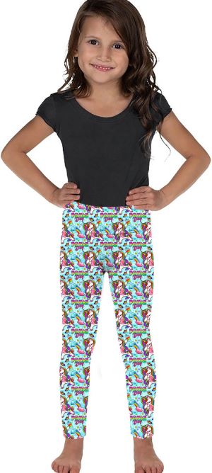 A youth wearing our Rainucorn Leggings