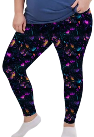 Adult wearing our Neon Blossoms Leggings w/Pockets