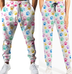 Adults wearing our Pawsitively Pastel Joggers