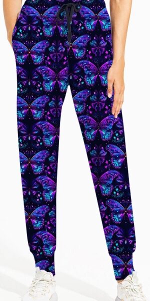 Adult wearing our Prismatic Butterfly Joggers