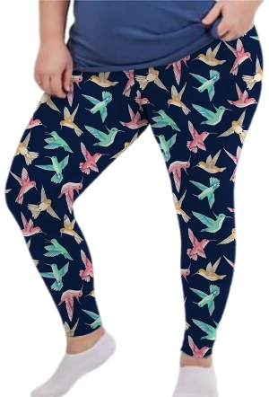 Adult wearing our Hummingbird Colourburst Leggings w/Pockets